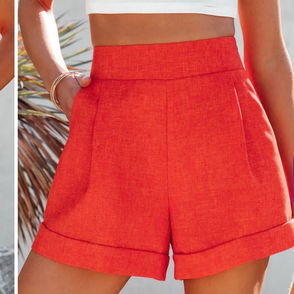 NWT VICI SKYLAR ROSE HAVANA NIGHTS HIGH WAIST SHORTS IN ORANGE SZ S - Picture 2 of 6